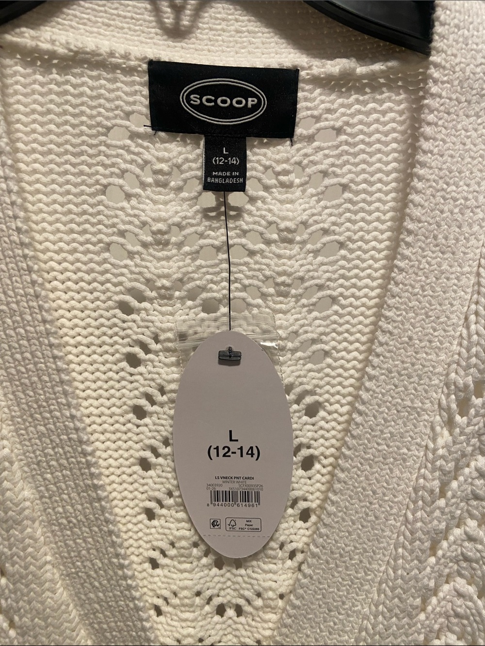 Scoop Women’s V Neck Sweater Cardigan, Midweight, Size Large (12-14) - Picture 5 of 8